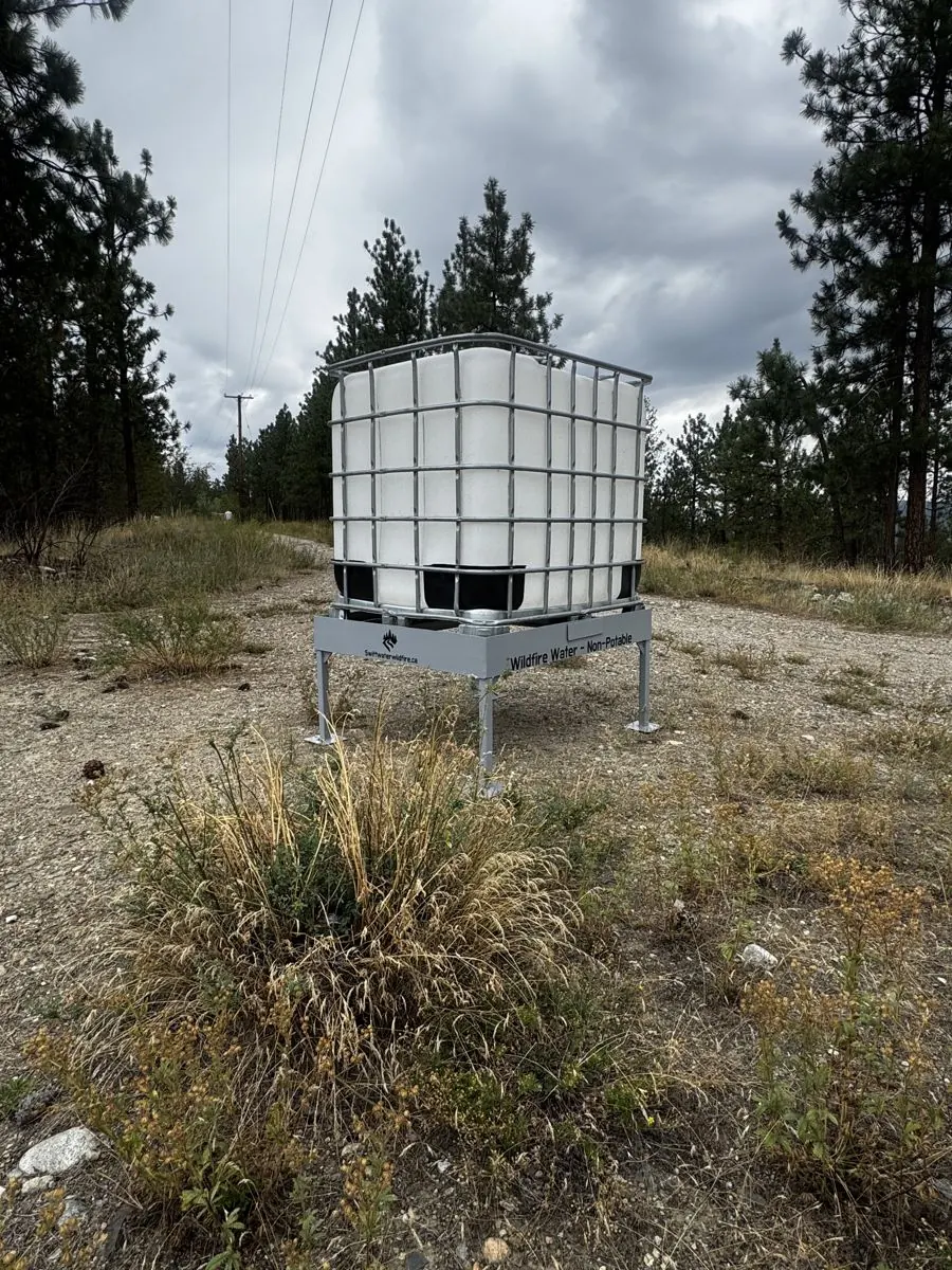 IBC stand staged along a roadside